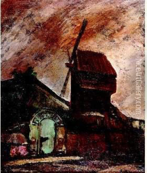 Lemoulin De La Galette A Montmartre Oil Painting - Peter Alexandrovitch Nilouss