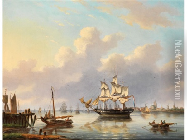 Hollandischer Hafen Oil Painting - Nicolaas Riegen
