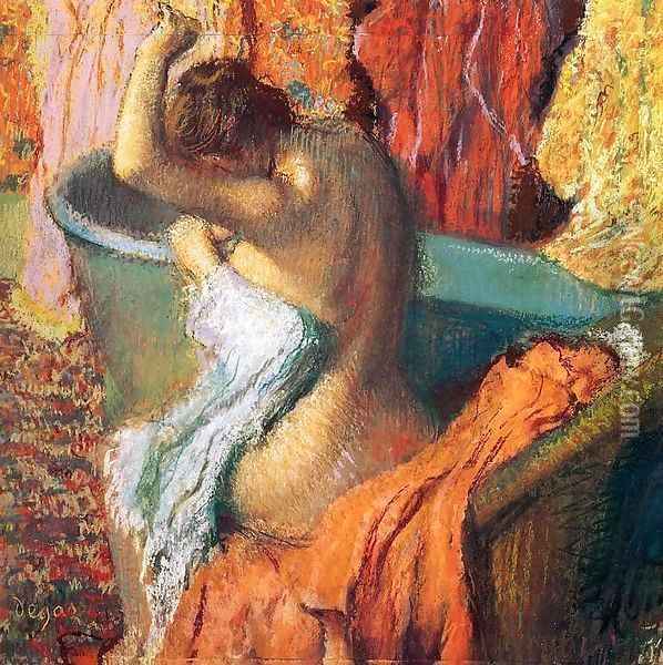 Seated Bather Drying Herself 1895 Oil Painting - Edgar Degas
