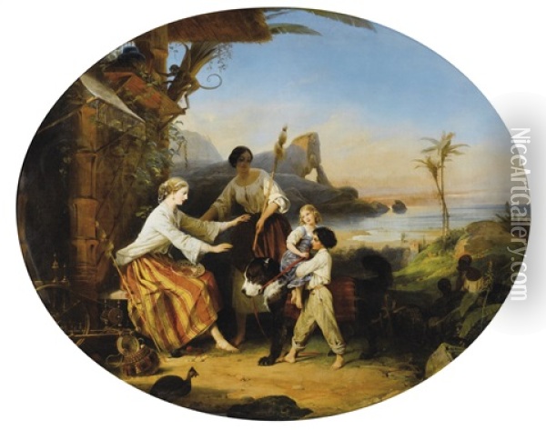 L'enfance De Paul Et Virginie Oil Painting - Heinrich Frederic Schopin