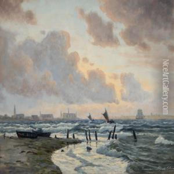 Fresh Weather At Snekkersten Oil Painting - Alfred Theodor Olsen