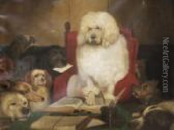 Laying Down The Law (trial By Jury) Oil Painting - Landseer, Sir Edwin