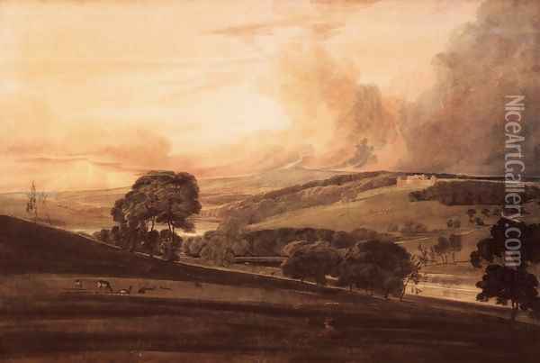 Harewood House Yorkshire from the South East Oil Painting - Thomas Girtin