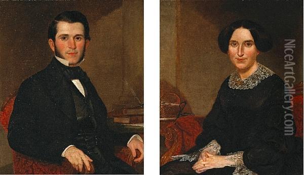 Portraits Of Lady And Gentleman Oil Painting - Thomas Coke Ruckle