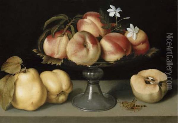 A Glass Compote With Peaches Oil Painting - Galizia Fede