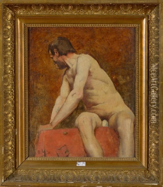 Etude De Nu Academique Oil Painting - Eugene Jules Joseph Laermans