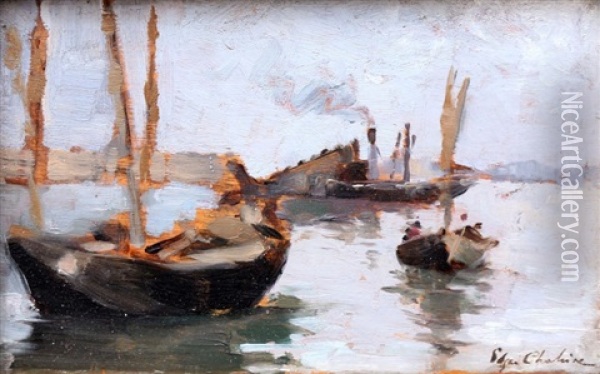 Barques Et Chalutier Oil Painting - Edgar Chahine