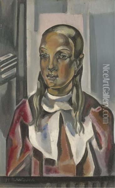 Portrait De Jeune Femme Oil Painting - Maria Blanchard