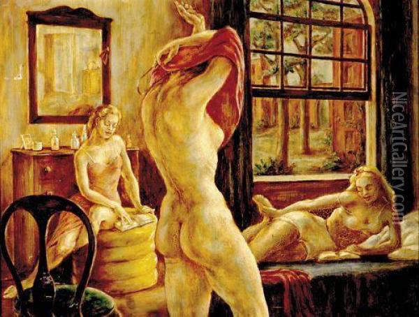 Nude Study Of Women Oil Painting - Valentin Henneman