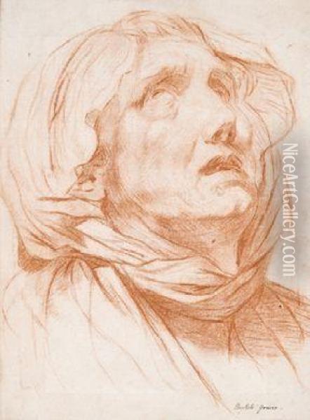 Portraitstudie Eineralten Frau Oil Painting - Jean Baptiste Greuze