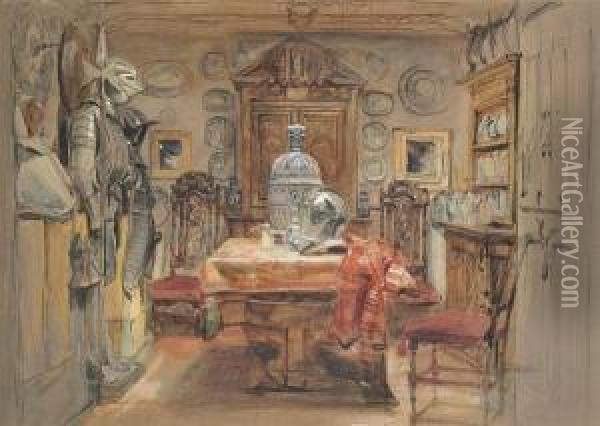 Interior Scene With Armour Oil Painting - John Frederick Lewis