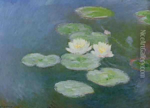 Water-Lilies, Evening Effect Oil Painting - Claude Oscar Monet