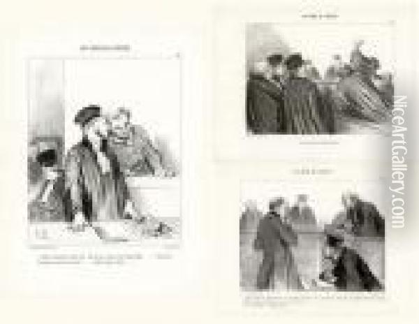 Les Gens De Justice, Pl. 1 A 34. 1845-1848. Oil Painting - Honore Daumier