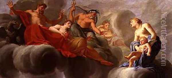 Venus Presenting Cupid to Jupiter Oil Painting - Eustache Le Sueur