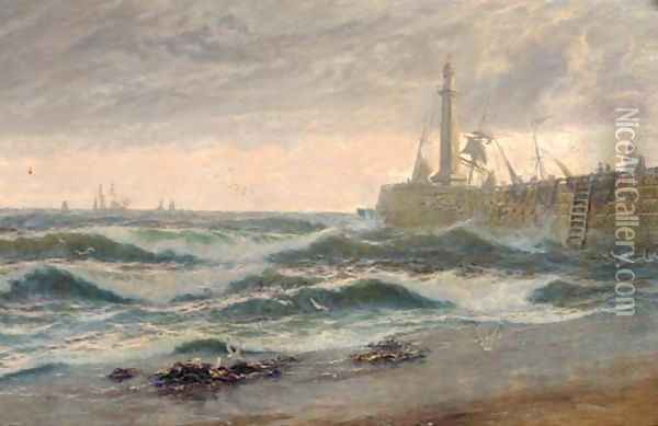 Windy morning, Whitby Sands Oil Painting - Thomas Rose Miles