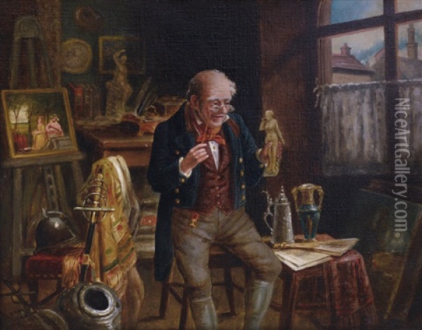La Bottega Dell'antiquario Oil Painting - Hermann Kern