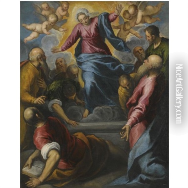 The Assumption Oil Painting - Jacopo Palma il Giovane