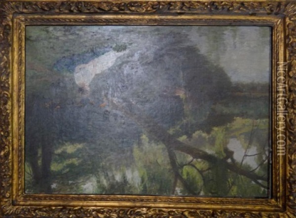 L'etang, Reverie Oil Painting - Louis Emile Adan
