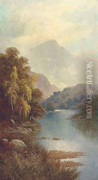 Mountainous river landscapes Oil Painting - Sidney Yates Johnson