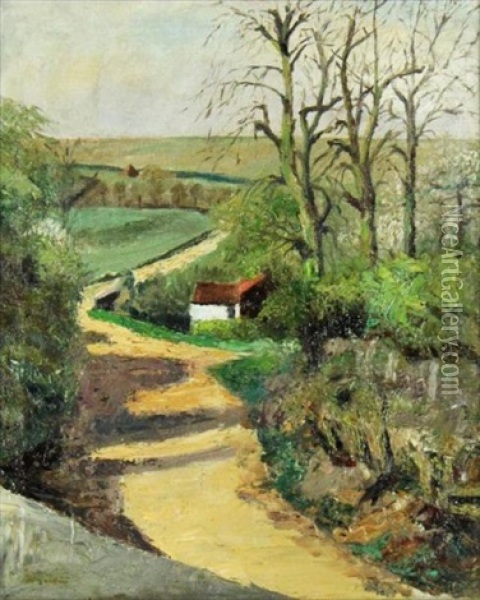 Auvers, La Maison Au Bord De L'oise Oil Painting - Emilio Boggio