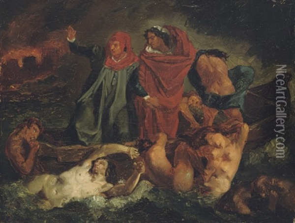The Barque Of Dante Oil Painting - Anselm Friedrich Feuerbach
