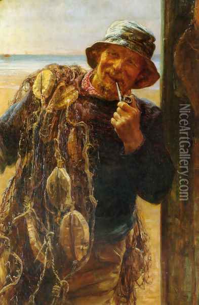 A Jovial Fisherman Oil Painting - Frederick Morgan