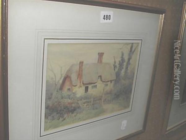 A West Sussex Cottage Oil Painting - Thomas Nicholson Tyndale