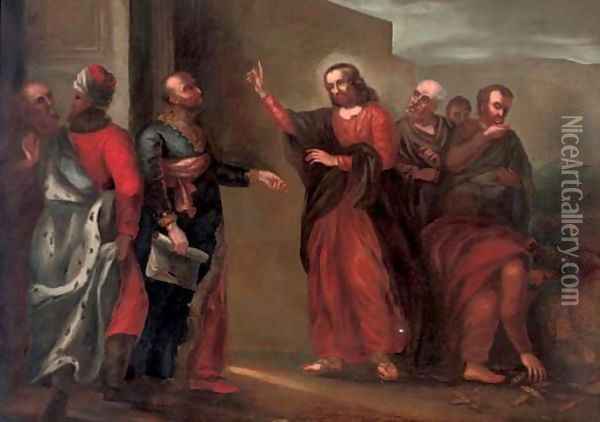Christ driving the Money-Changers from the Temple Oil Painting - Francesco Solimena