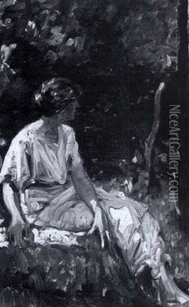 Woman In The Garden Oil Painting - Sigismund Ivanowski