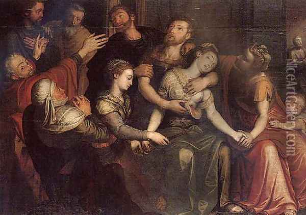 The Death of Lucretia 1561 Oil Painting - Bernaert de Ryckere