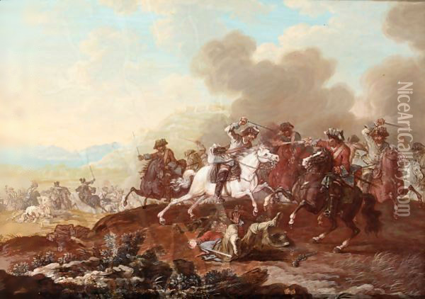 A Cavalry Skirmish 3 Oil Painting - Rugendas, Georg Philipp I