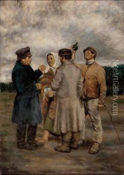 Bauern Im Gesprach Oil Painting - Reinhold De Witt