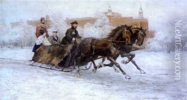 Reessa (the Sledge Ride) Oil Painting - Rudolf Frentz the Elder