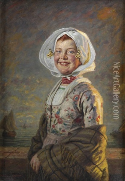 Hollandisches Fischermadchen Oil Painting - Hermann Knopf