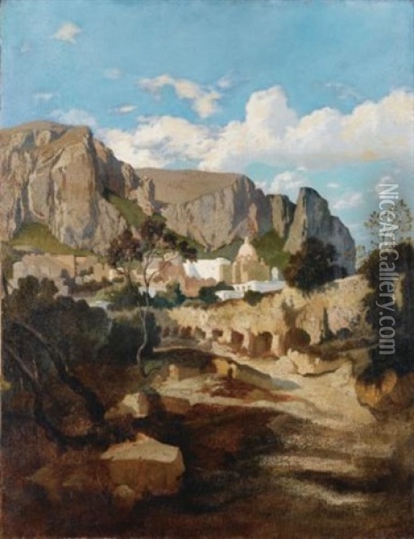 Vue De La Chartreuse De Capri Oil Painting - Jean Joseph Francois Bellel