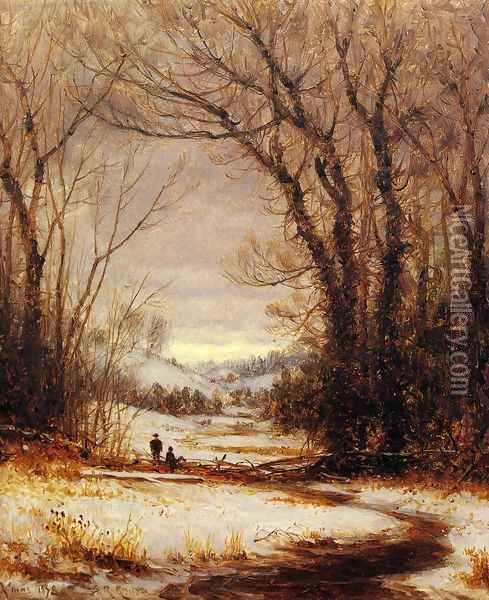 A Winter Walk Oil Painting - Sanford Robinson Gifford