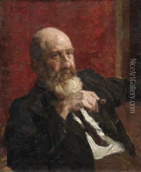 Portrait Of A Man With Cigar Oil Painting - Max Slevogt