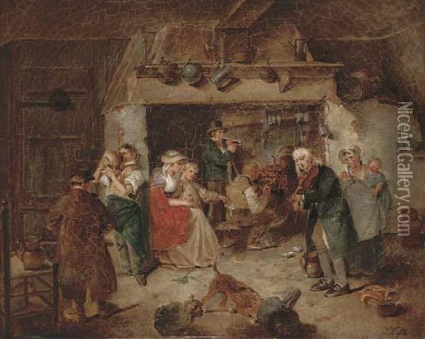 The Fiddler Oil Painting - Sir David Wilkie
