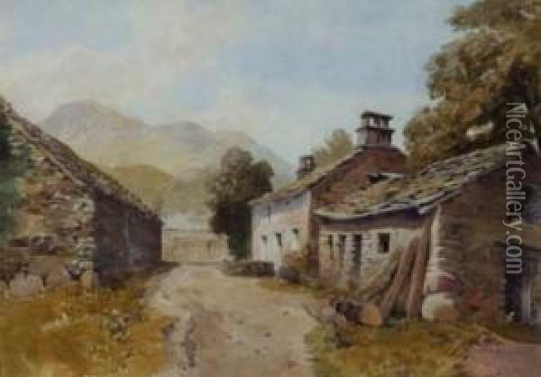 Seathwaite Farm Borrowdale Oil Painting - John Isaac Richardson
