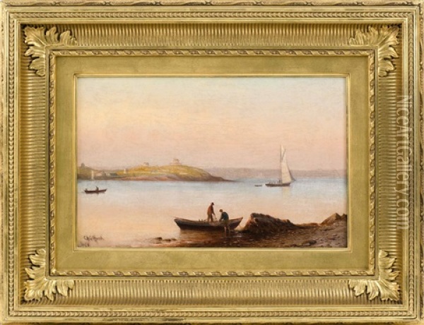 Coastal Scene With Men And A Dory In The Foreground Oil Painting - Charles Henry Gifford