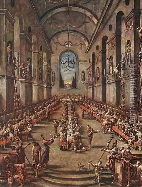 The Observant Friars in the Refectory 1736-37 Oil Painting - Alessandro Magnasco