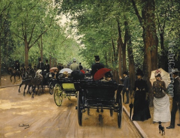 Bois De Boulogne Oil Painting - Jean Beraud