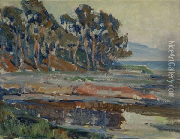 Coastal Scene With Trees Oil Painting - Benjamin Chambers Brown