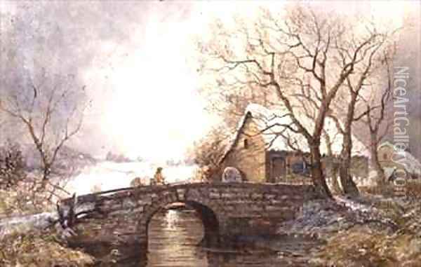 Old Mill Derbyshire Oil Painting - James Edwards