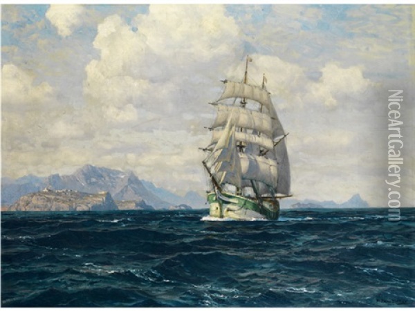Segelschiff Vor Der Italienischen Kuste Oil Painting - Michael Zeno Diemer