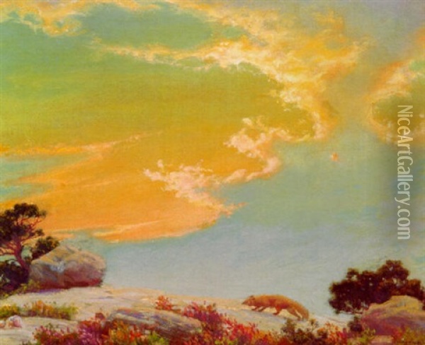 The Cliff - Sunset Oil Painting - Charles Courtney Curran
