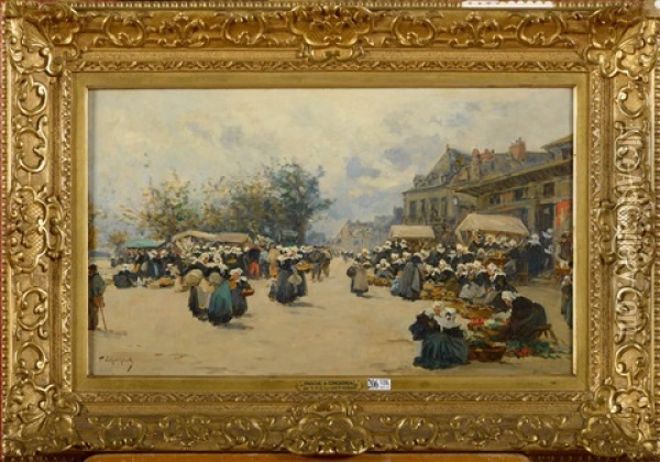 Scene De Marche A Concarneau Oil Painting - Fernand Marie Eugene Legout-Gerard