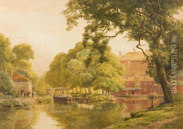 Old Dedham Mill Oil Painting - Thomas Pyne