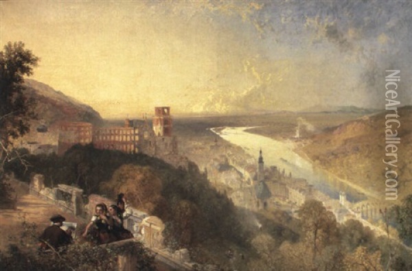 Heidelberg From The Terrace Oil Painting - James Baker Pyne