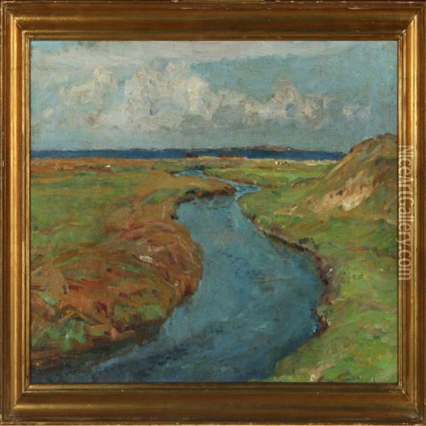 View From Karrebaeksmindestream Oil Painting - Marie Graae